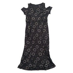 Enfocus Studio Women's Black Lace Dress Size 16W Zipper Back Open Shoulders
